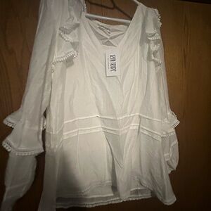 12th Tribe White Ruffle Mini Dress